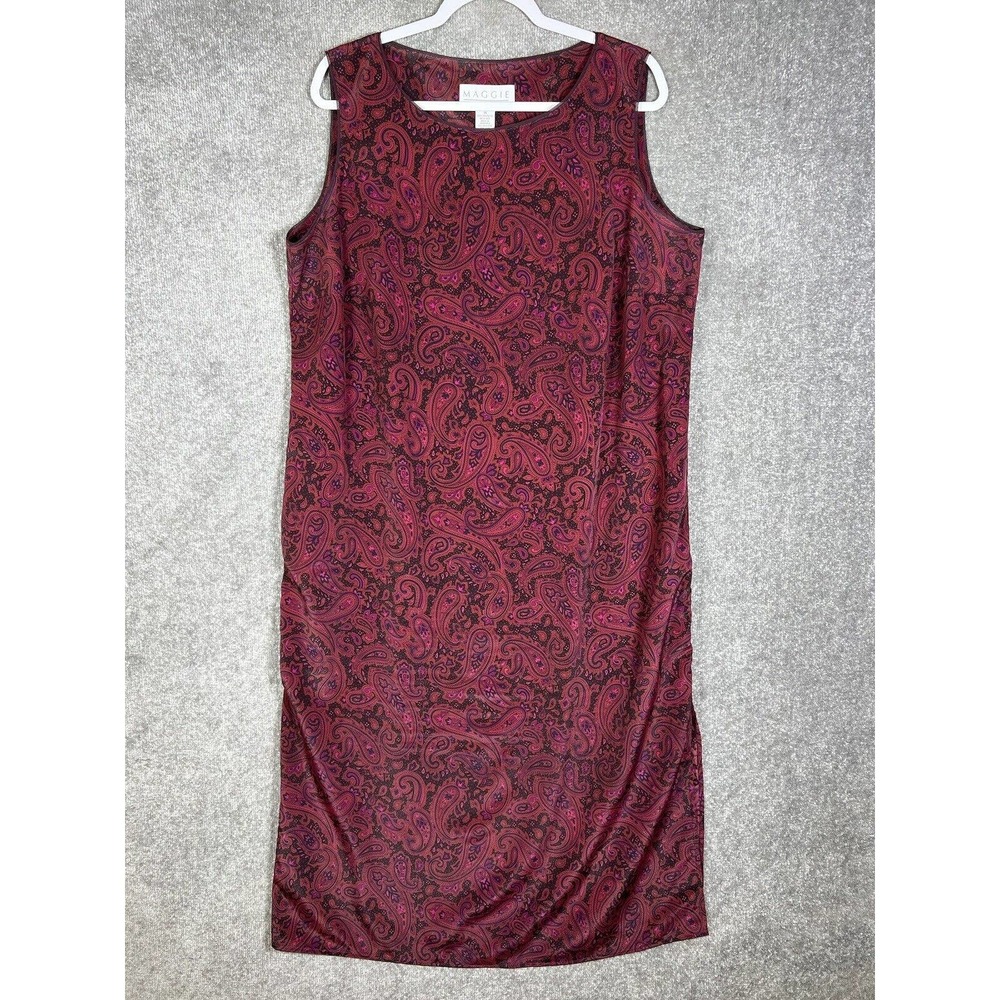 Maggie McNaughton Sleeveless Maxi Dress Womens Size 1X Paisley Floral